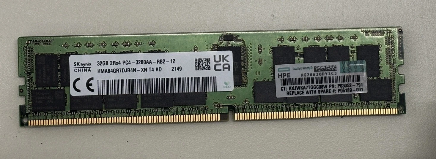 P03052-791 HPE 32GB 2RX4 PC4-3200AA-RSMART MEMORY P06189-001